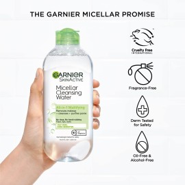 Garnier Micellar Water for Oily Skin, Facial Cleanser & Makeup Remover, Mattifying, For All Skin Types, Vegan, Cruelty Free, 13.5 Fl Oz (400mL), 1 Count Garnier Micellar Water for Oily Skin, Facial Cleanser & Makeup Remover, Mattifying, For All Skin Types, Vegan, Cruelty Free, 13.5 Fl Oz (400mL), 1 Count