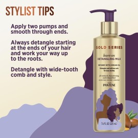 Pantene Gold Series Detangling Milk Hair Treatment for Curly Hair, Natural and Textured Hair, 7.6 Fl Oz Leave-On Hair Detangler Infused with Rich Argan Oil, Dye and Sulfate Free Formula Pantene Gold Series Detangling Milk Hair Treatment for Curly Hair, Natural and Textured Hair, 7.6 Fl Oz Leave-On Hair Detangler Infused with Rich Argan Oil, Dye and Sulfate Free Formula