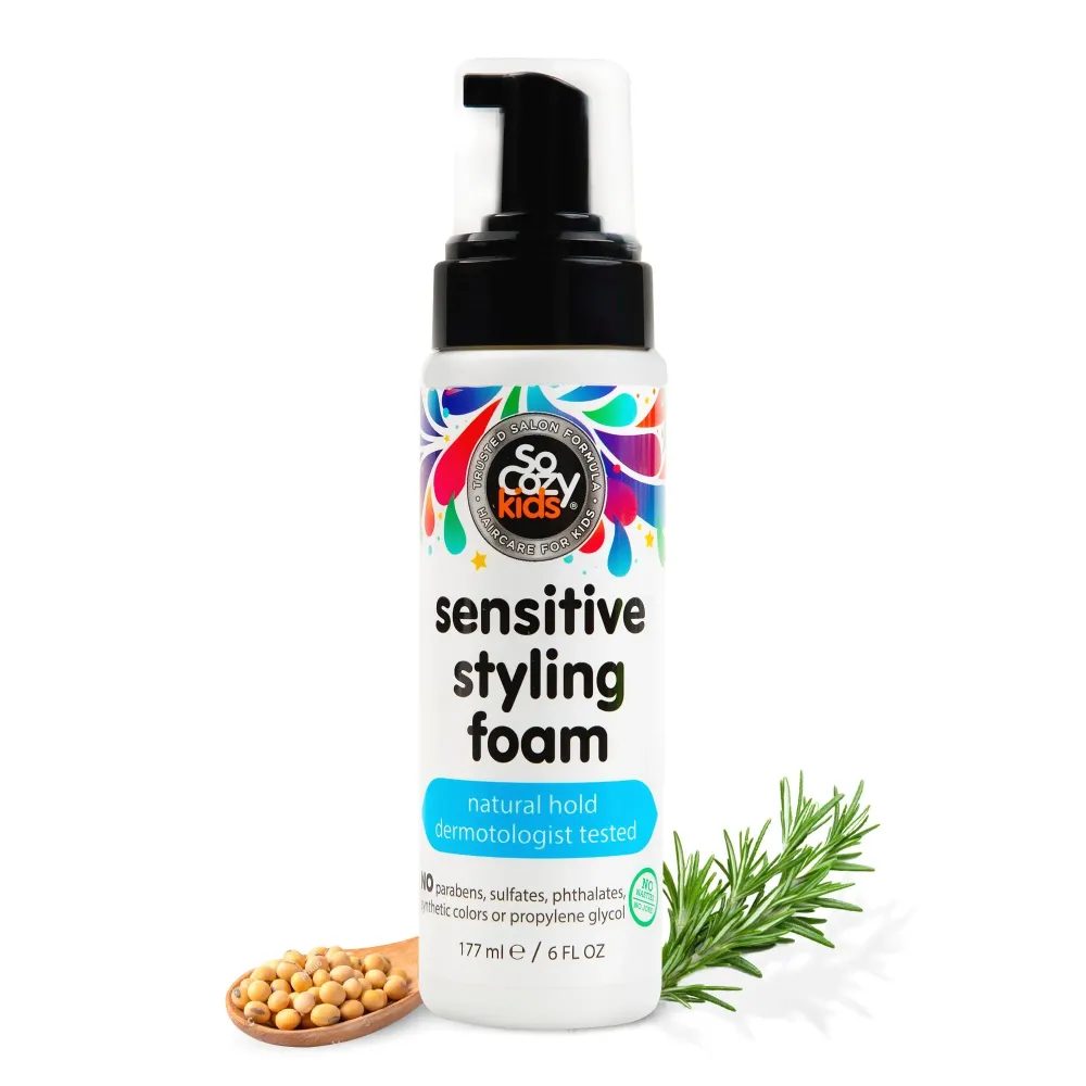 So Cozy Kids Sensitive Styling Foam - Sensitive Foam For Kids w/Straight or Curly Hair - Gentle Natural Hold Styler, Rosemary (6 fl oz) So Cozy Kids Sensitive Styling Foam - Sensitive Foam For Kids w/Straight or Curly Hair - Gentle Natural Hold Styler, Rosemary (6 fl oz)