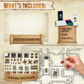 Melee Mats DND Map Starter Kit for Dungeons & Dragons Game - 24 x 36, Wet/Dry Erase Battle Terrain Grid - Ultimate Tabletop Gaming Experience with Accessories Melee Mats DND Map Starter Kit for Dungeons & Dragons Game - 24 x 36, Wet/Dry Erase Battle Terrain Grid - Ultimate Tabletop Gaming Experience with Accessories