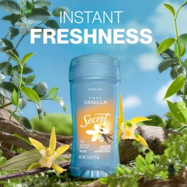 Secret Fresh Antiperspirant Deodorant for Women, 72hr Breathable Sweat & Odor Protection, Instant Freshness & Gentle, PH Balancing Minerals, Clear Gel, Cozy Vanilla Scent, 2.6 oz Secret Fresh Antiperspirant Deodorant for Women, 72hr Breathable Sweat & Odor Protection, Instant Freshness & Gentle, PH Balancing Minerals, Clear Gel, Cozy Vanilla Scent, 2.6 oz