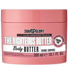 Soap & Glory The Righteous Moisturizing Body Butter - Hydrating Vegan Body Moisturizer for Dry Skin with Shea Butter, Vitamin E & Rosehip Seed Oil - Rich Cream for Women & Men (300ml)