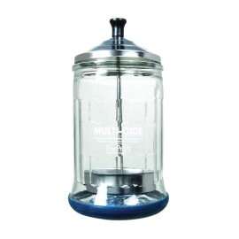 ForPro Professional Collection Multi-Cide Midsize Disinfecting Jar, Disinfectant Glass Jar for Manicure & Spa Implements, 21 Ounces