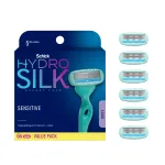 Schick Hydro Silk Sensitive Razor Blade Refills, 6 Count | 5-Blade Sensitive Skin Razors for Women | Womens Razor Refills for Sensitive Skin
