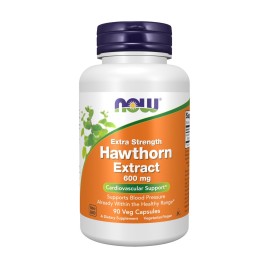NOW Foods Supplements, Hawthorn Extract 600 mg, Extra Strength, Cardiovascular Support*, 90 Veg Capsules NOW Foods Supplements, Hawthorn Extract 600 mg, Extra Strength, Cardiovascular Support*, 90 Veg Capsules
