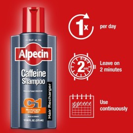 Alpecin C1 Caffeine Shampoo 12.68 fl oz I Hair Performance Enhancer I Promotes Natural Hair Growth and Thickness I Energizes Scalp