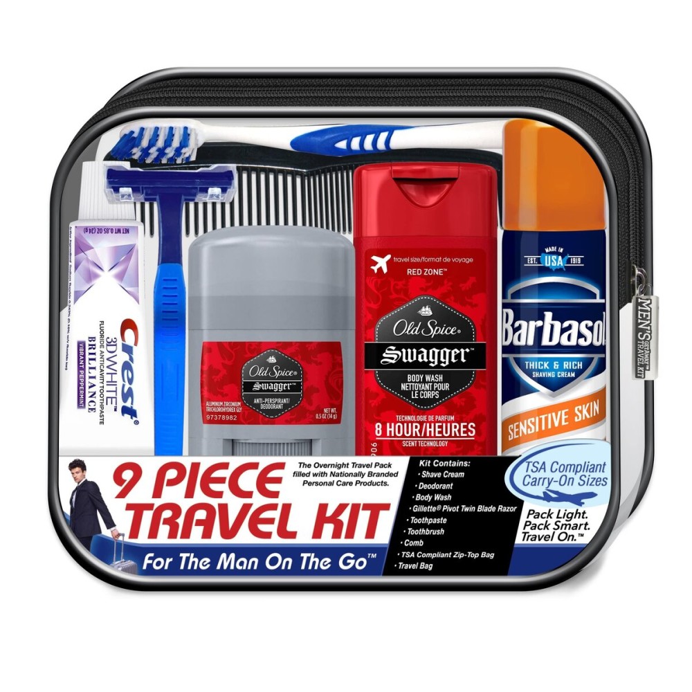 Convenience Kits International Men\'s Deluxe, 9-Piece Kit with Travel Size TSA Compliant Essentials , Featuring: Old Spice Products in Reuseable Toiletry Bag Convenience Kits International Men\'s Deluxe, 9-Piece Kit with Travel Size TSA Compliant Essentials , Featuring: Old Spice Products in Reuseable Toiletry Bag