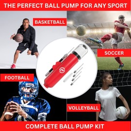 Ball Pump for Sports Balls - 5 Needles - Basketball Pump, Soccer Ball Pump - Air Pump for Balls, Volleyball, Football Accessories Equipment - Hand Pump for Inflatables - Never Lose Pin with Holder Ball Pump for Sports Balls - 5 Needles - Basketball Pump, Soccer Ball Pump - Air Pump for Balls, Volleyball, Football Accessories Equipment - Hand Pump for Inflatables - Never Lose Pin with Holder