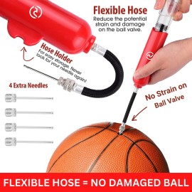 Ball Pump for Sports Balls - 5 Needles - Basketball Pump, Soccer Ball Pump - Air Pump for Balls, Volleyball, Football Accessories Equipment - Hand Pump for Inflatables - Never Lose Pin with Holder Ball Pump for Sports Balls - 5 Needles - Basketball Pump, Soccer Ball Pump - Air Pump for Balls, Volleyball, Football Accessories Equipment - Hand Pump for Inflatables - Never Lose Pin with Holder