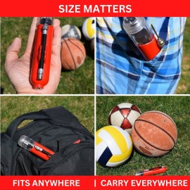 Ball Pump for Sports Balls - 5 Needles - Basketball Pump, Soccer Ball Pump - Air Pump for Balls, Volleyball, Football Accessories Equipment - Hand Pump for Inflatables - Never Lose Pin with Holder Ball Pump for Sports Balls - 5 Needles - Basketball Pump, Soccer Ball Pump - Air Pump for Balls, Volleyball, Football Accessories Equipment - Hand Pump for Inflatables - Never Lose Pin with Holder