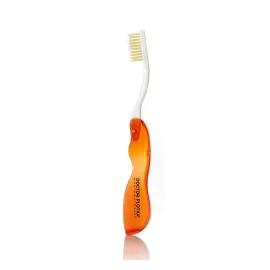 MOUTHWATCHERS Soft Flossing Toothbrush, 1 Red Folding Travel Toothbrush for Adults, Ultra Clean, Good for Sensitive Teeth and Gums, by Dr. Plotka\'s