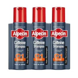 Alpecin C1 Caffeine Shampoo 8.45 fl Oz (Pack of 3) I Hair Performance Enhancer I Promotes Natural Hair Growth and Thickness I Energizes Scalp