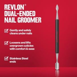Revlon Expert Dual-Ended Nail Groomer, Stainless Steel Manicure Tool, Clean Under Fingernails and Lift Cuticles, 1 Count