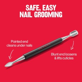 Revlon Expert Dual-Ended Nail Groomer, Stainless Steel Manicure Tool, Clean Under Fingernails and Lift Cuticles, 1 Count