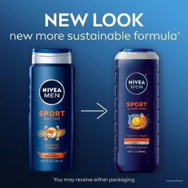 NIVEA Men Sport Body Wash with Revitalizing Minerals, Tangerine and Pepper Scent, 3-in-1 Men\'s Body Wash, Face and Hair, Paraben Free, Vegan Formula, 16.9 Fl Oz Bottle NIVEA Men Sport Body Wash with Revitalizing Minerals, Tangerine and Pepper Scent, 3-in-1 Men\'s Body Wash, Face and Hair, Paraben Free, Vegan Formula, 16.9 Fl Oz Bottle