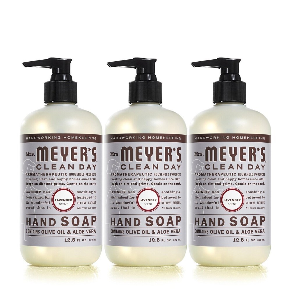MRS. MEYER\'S CLEAN DAY Hand Soap, Made with Essential Oils, Biodegradable Formula, Lavender, 12.5 fl. oz - Pack of 3 MRS. MEYER\'S CLEAN DAY Hand Soap, Made with Essential Oils, Biodegradable Formula, Lavender, 12.5 fl. oz - Pack of 3