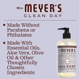 MRS. MEYER\'S CLEAN DAY Hand Soap, Made with Essential Oils, Biodegradable Formula, Lavender, 12.5 fl. oz - Pack of 3 MRS. MEYER\'S CLEAN DAY Hand Soap, Made with Essential Oils, Biodegradable Formula, Lavender, 12.5 fl. oz - Pack of 3