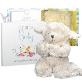 Tickle & Main Baby Praying Musical Lamb and Prayer Book Gift Set in Box, Baptism Gifts for Boys & Girls, Christening Gifts for Girls - Praying Stuffed Animal