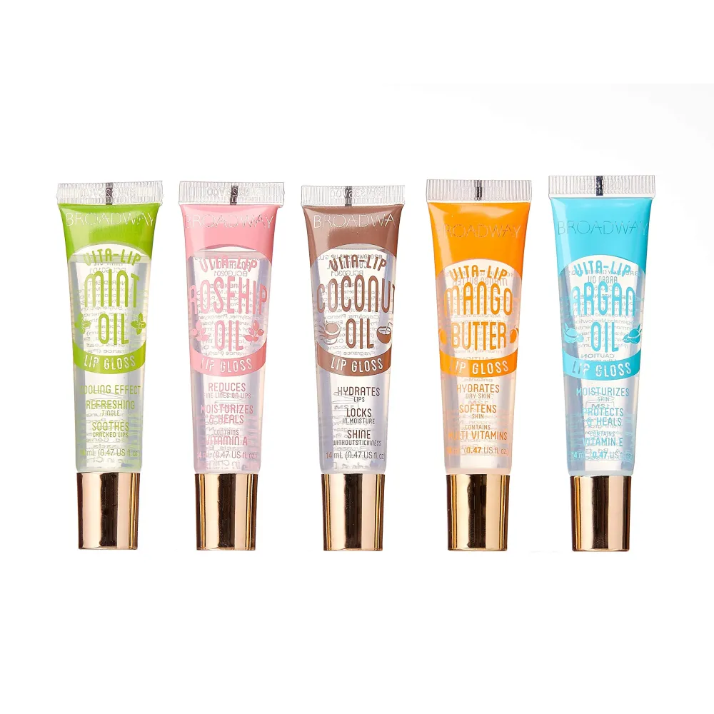 Ruby Kisses Broadway Vita-Lip Clear Lip Gloss (5 Pack Mint, Rosehip, Coconut, Argan Oil, Mango Butter), Ultra-Hydrating & Soothing Formula with Vitamin Oils, High-Shine Non-Sticky Finish Lip Balm Ruby Kisses Broadway Vita-Lip Clear Lip Gloss (5 Pack Mint, Rosehip, Coconut, Argan Oil, Mango Butter), Ultra-Hydrating & Soothing Formula with Vitamin Oils, High-Shine Non-Sticky Finish Lip Balm