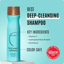 Malibu C Hard Water Wellness Shampoo - Hydrating, Sulfate-Free Hair Care for Hard Water - Removes Minerals and Buildup (9 oz)