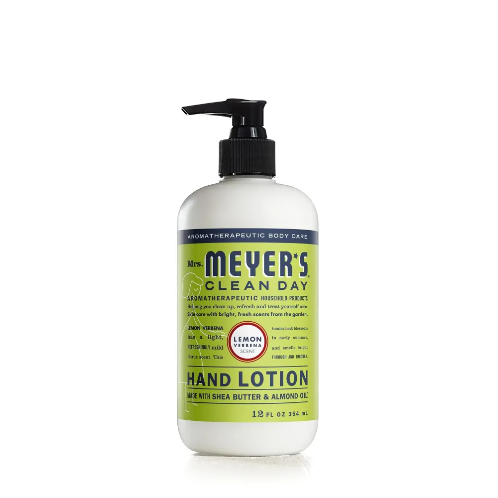 MRS. MEYER\'S CLEAN DAY Hand Lotion, Long-Lasting, Non-Greasy Moisturizer, Cruelty Free Formula, Lemon Verbena Scent, 12 Oz MRS. MEYER\'S CLEAN DAY Hand Lotion, Long-Lasting, Non-Greasy Moisturizer, Cruelty Free Formula, Lemon Verbena Scent, 12 Oz