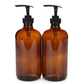 Vivaplex, 2, Large, 16 oz, Empty, Amber Glass Bottles with Black Lotion Pumps Vivaplex, 2, Large, 16 oz, Empty, Amber Glass Bottles with Black Lotion Pumps