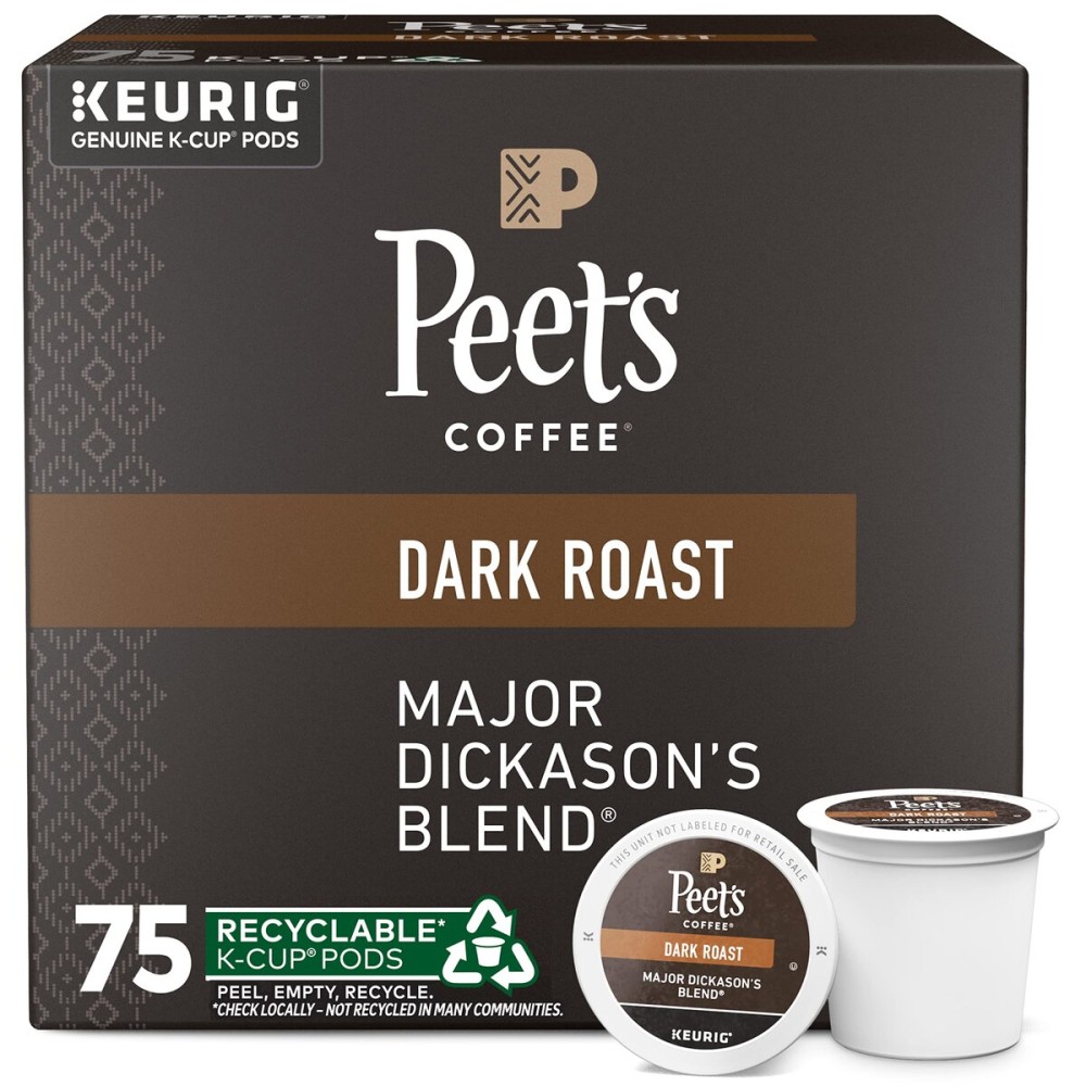Peet\'s Coffee, Dark Roast Keurig K-Cup Pods - Major Dickason\'s Blend 75 Count (1 Box of 75 K-Cup Pods)