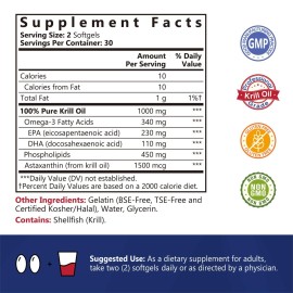 NatureMyst Antarctic Krill Oil 1000 mg Softgels, Krill Oil Omega-3s, EPA, DHA, Astaxanthin & Phospholipids, Brain, Heart Health, 60 Softgels, Non-GMO, No Gluten, Made in The USA NatureMyst Antarctic Krill Oil 1000 mg Softgels, Krill Oil Omega-3s, EPA, DHA, Astaxanthin & Phospholipids, Brain, Heart Health, 60 Softgels, Non-GMO, No Gluten, Made in The USA