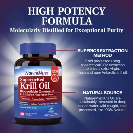NatureMyst Antarctic Krill Oil 1000 mg Softgels, Krill Oil Omega-3s, EPA, DHA, Astaxanthin & Phospholipids, Brain, Heart Health, 60 Softgels, Non-GMO, No Gluten, Made in The USA NatureMyst Antarctic Krill Oil 1000 mg Softgels, Krill Oil Omega-3s, EPA, DHA, Astaxanthin & Phospholipids, Brain, Heart Health, 60 Softgels, Non-GMO, No Gluten, Made in The USA