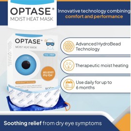 Optase Moist Heat Mask - Heated Eye Mask for Dry Eyes With HydroBead Technology - Washable, Microwaveable Compress - Holds Heat for 10 Minutes