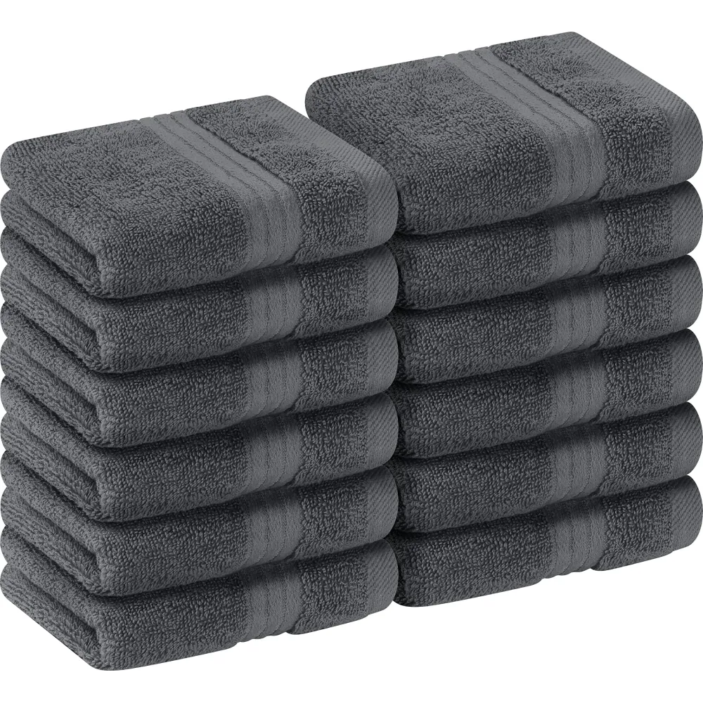 Utopia Towels 12 Pack Premium Wash Cloths Set, 12 by 12 Inches, 100% Cotton Ring Spun, Highly Absorbent and Soft Feel Washcloths for Bathroom, Spa, Gym, and Face, Grey Utopia Towels 12 Pack Premium Wash Cloths Set, 12 by 12 Inches, 100% Cotton Ring Spun, Highly Absorbent and Soft Feel Washcloths for Bathroom, Spa, Gym, and Face, Grey