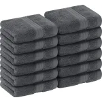 Utopia Towels 12 Pack Premium Wash Cloths Set, 12 by 12 Inches, 100% Cotton Ring Spun, Highly Absorbent and Soft Feel Washcloths for Bathroom, Spa, Gym, and Face, Grey