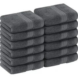 Utopia Towels 12 Pack Premium Wash Cloths Set, 12 by 12 Inches, 100% Cotton Ring Spun, Highly Absorbent and Soft Feel Washcloths for Bathroom, Spa, Gym, and Face, Grey