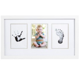Pearhead Baby Hand and Footprint Kit - Inkless No Mess Clean-Touch Ink Pad, Newborn Keepsake Frame, Nursery Decor Essentials, Perfect Shower Gift for Boys and Girls, White Pearhead Baby Hand and Footprint Kit - Inkless No Mess Clean-Touch Ink Pad, Newborn Keepsake Frame, Nursery Decor Essentials, Perfect Shower Gift for Boys and Girls, White