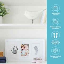 Pearhead Baby Hand and Footprint Kit - Inkless No Mess Clean-Touch Ink Pad, Newborn Keepsake Frame, Nursery Decor Essentials, Perfect Shower Gift for Boys and Girls, White Pearhead Baby Hand and Footprint Kit - Inkless No Mess Clean-Touch Ink Pad, Newborn Keepsake Frame, Nursery Decor Essentials, Perfect Shower Gift for Boys and Girls, White