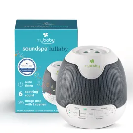 MyBaby Lullaby Sound Machine & Projector - Baby Sleep Machine Plays 6 Sounds & Lullabies, Projects Soothing Images - Auto-Off Timer, Adjustable Volume, Great for Baby Registry and Baby Shower Gifts