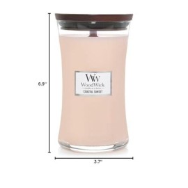 WoodWick Large Hourglass Candle, Coastal Sunset Scent, Crackles as it burns, Premium Soy Blend Wax, 21oz, Perfect for gifting