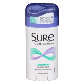 SURE, Antiperspirant Deodorant, Solid, Unscented, 2.6 Ounce (Pack of 6) SURE, Antiperspirant Deodorant, Solid, Unscented, 2.6 Ounce (Pack of 6)
