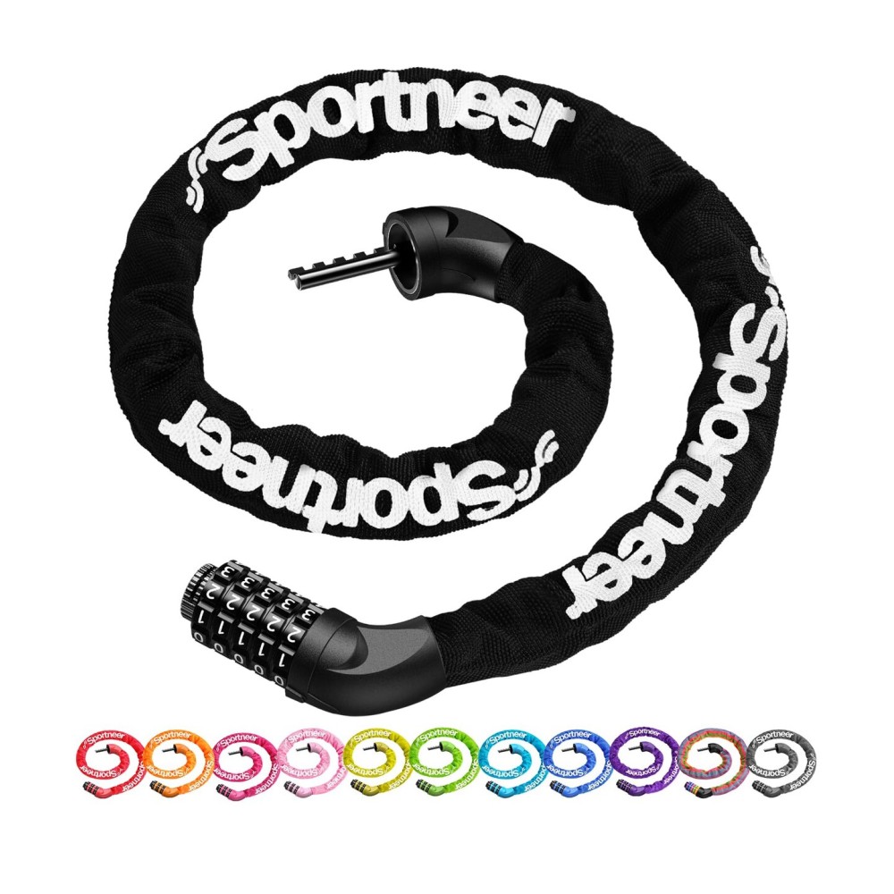 Sportneer Bike Lock: 5 Digit Combination High Security Anti Theft Bike Chain Lock - 3.2/3.6/4ft Heavy Duty Keyless Bicycle Lock for Bike Motorcycle Scooter Door & Gate - Easy to Use, Bike Accessories Sportneer Bike Lock: 5 Digit Combination High Security Anti Theft Bike Chain Lock - 3.2/3.6/4ft Heavy Duty Keyless Bicycle Lock for Bike Motorcycle Scooter Door & Gate - Easy to Use, Bike Accessories