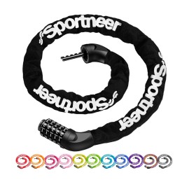 Sportneer Bike Lock: 5 Digit Combination High Security Anti Theft Bike Chain Lock - 3.2/3.6/4ft Heavy Duty Keyless Bicycle Lock for Bike Motorcycle Scooter Door & Gate - Easy to Use, Bike Accessories Sportneer Bike Lock: 5 Digit Combination High Security Anti Theft Bike Chain Lock - 3.2/3.6/4ft Heavy Duty Keyless Bicycle Lock for Bike Motorcycle Scooter Door & Gate - Easy to Use, Bike Accessories