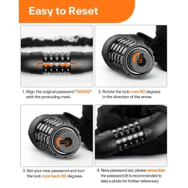 Sportneer Bike Lock: 5 Digit Combination High Security Anti Theft Bike Chain Lock - 3.2/3.6/4ft Heavy Duty Keyless Bicycle Lock for Bike Motorcycle Scooter Door & Gate - Easy to Use, Bike Accessories Sportneer Bike Lock: 5 Digit Combination High Security Anti Theft Bike Chain Lock - 3.2/3.6/4ft Heavy Duty Keyless Bicycle Lock for Bike Motorcycle Scooter Door & Gate - Easy to Use, Bike Accessories