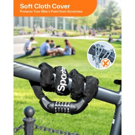 Sportneer Bike Lock: 5 Digit Combination High Security Anti Theft Bike Chain Lock - 3.2/3.6/4ft Heavy Duty Keyless Bicycle Lock for Bike Motorcycle Scooter Door & Gate - Easy to Use, Bike Accessories Sportneer Bike Lock: 5 Digit Combination High Security Anti Theft Bike Chain Lock - 3.2/3.6/4ft Heavy Duty Keyless Bicycle Lock for Bike Motorcycle Scooter Door & Gate - Easy to Use, Bike Accessories