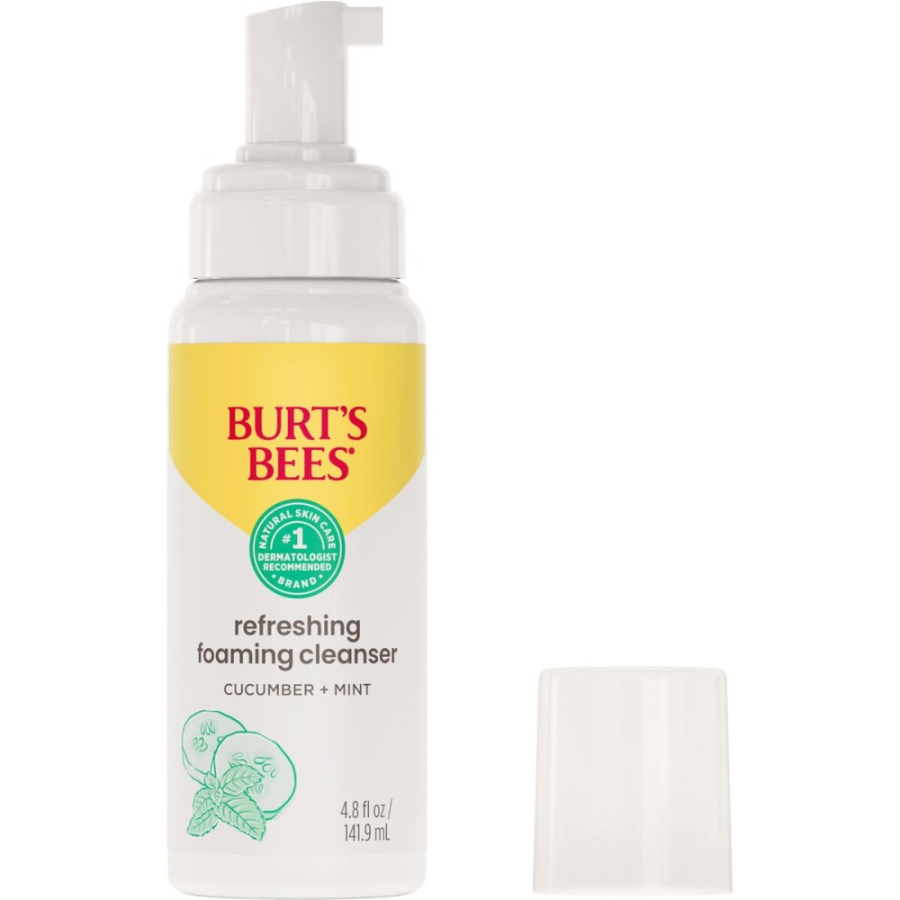 Burt\'s Bees Refreshing Foaming Face Cleanser and Natural Face Wash with Cucumber and Mint, 4.8 Fluid Burt\'s Bees Refreshing Foaming Face Cleanser and Natural Face Wash with Cucumber and Mint, 4.8 Fluid