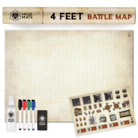 Melee Mats DND Map Starter Kit for Dungeons & Dragons Game - 35 x 48, Wet/Dry Erase Battle Terrain Grid - Ultimate Tabletop Gaming Experience with Accessories