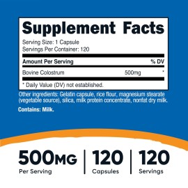 Nutricost Colostrum 500mg, 120 Capsules - Gluten Free & Non-GMO Nutricost Colostrum 500mg, 120 Capsules - Gluten Free & Non-GMO