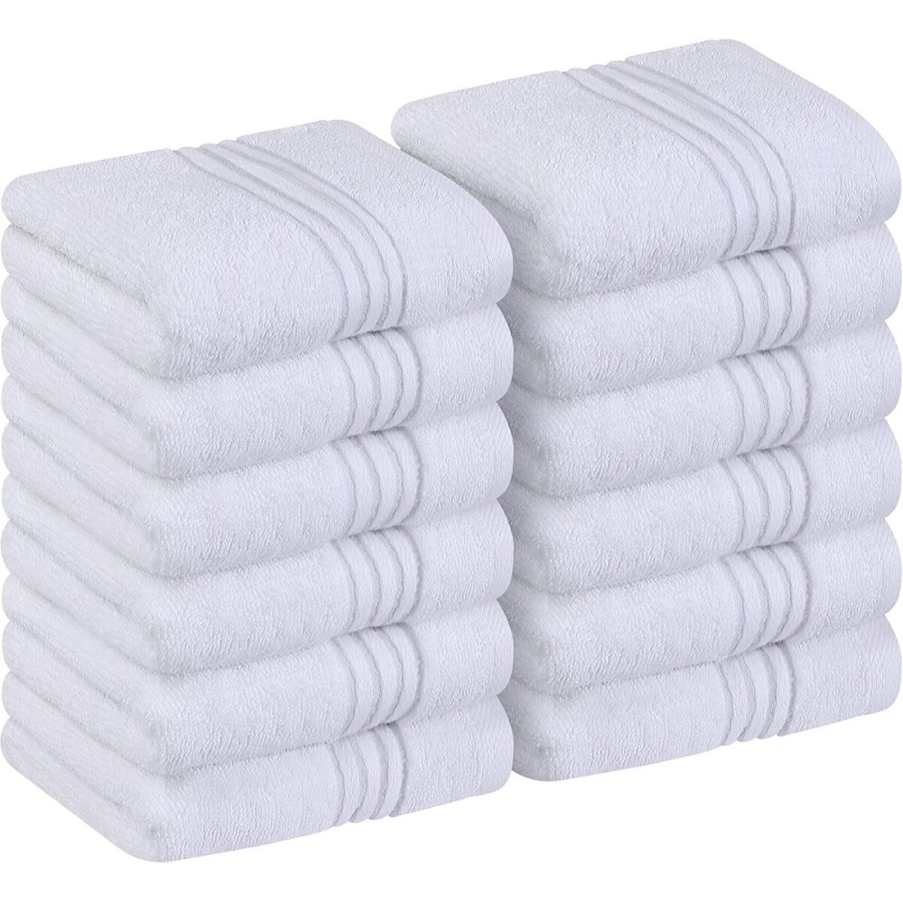 Utopia Towels 12 Pack Premium Wash Cloths Set, 12 by 12 Inches, 100% Cotton Ring Spun, Highly Absorbent and Soft Feel Washcloths for Bathroom, Spa, Gym, and Face, White Utopia Towels 12 Pack Premium Wash Cloths Set, 12 by 12 Inches, 100% Cotton Ring Spun, Highly Absorbent and Soft Feel Washcloths for Bathroom, Spa, Gym, and Face, White