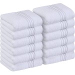 Utopia Towels 12 Pack Premium Wash Cloths Set, 12 by 12 Inches, 100% Cotton Ring Spun, Highly Absorbent and Soft Feel Washcloths for Bathroom, Spa, Gym, and Face, White