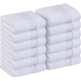Utopia Towels 12 Pack Premium Wash Cloths Set, 12 by 12 Inches, 100% Cotton Ring Spun, Highly Absorbent and Soft Feel Washcloths for Bathroom, Spa, Gym, and Face, White