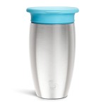Munchkin Stainless Steel Sippy Cups for Toddlers 1-3, Spill Proof Miracle 360 Cup, Insulated, 10 Ounce, Blue