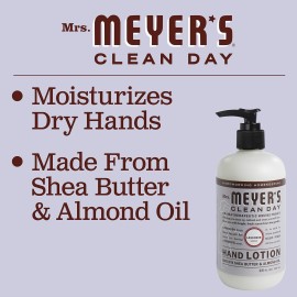 MRS. MEYER\'S CLEAN DAY Hand Lotion for Dry Hands, Non-Greasy Moisturizer Made with Essential Oils, Lavender, 12 oz